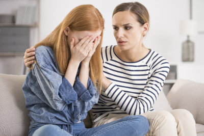 woman comfort her daughter